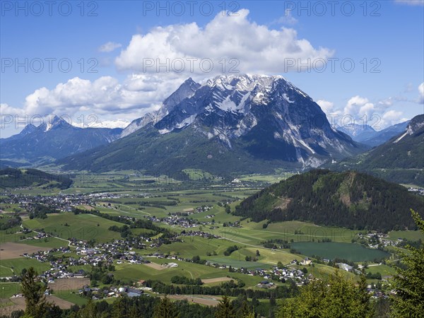 Grimming, Kammspitze, high Dachstein, Putterer See, view from the Stalingrad Chapel into the Enns Valley, Styria, Austria, Europe