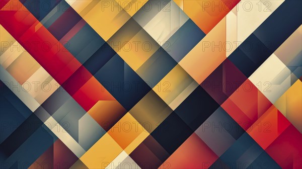 Abstract geometric mosaic pattern with vibrant colors including orange, blue, yellow, and red, AI generated