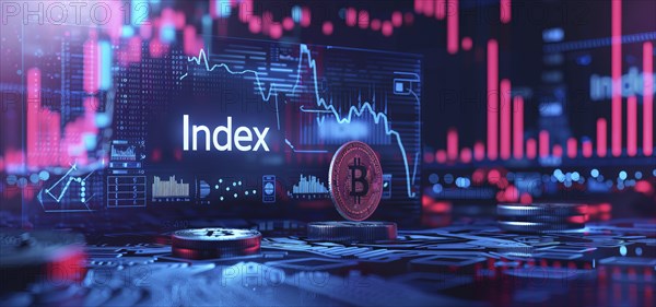 Bitcoin crypto farm online mining. Concept blockchain and cryptocurrency online trading, AI generated