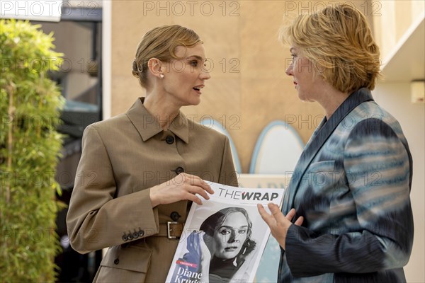 Cannes, France, 19.5.2024: Diane Kruger and Sharon Waxman in front of talking about their new film The Shrouds at The WRAP Conversations at Armani Caffe, 19.05.2024, Europe