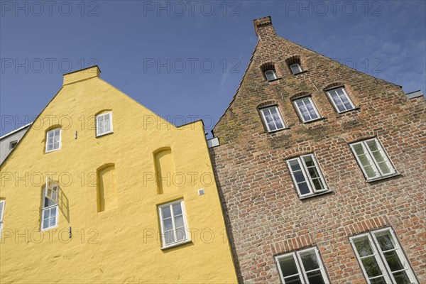 Old town houses, gables at the back of the Rosenhof, An der Obertrave, Luebeck, Schleswig-Holstein, Germany, Europe