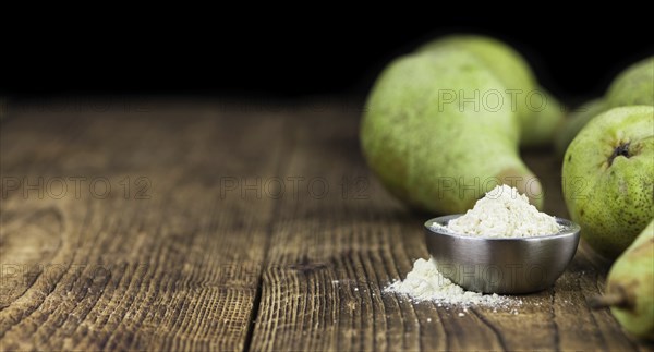 Pear powder (fresh) as detailed close-up shot, selective focus)