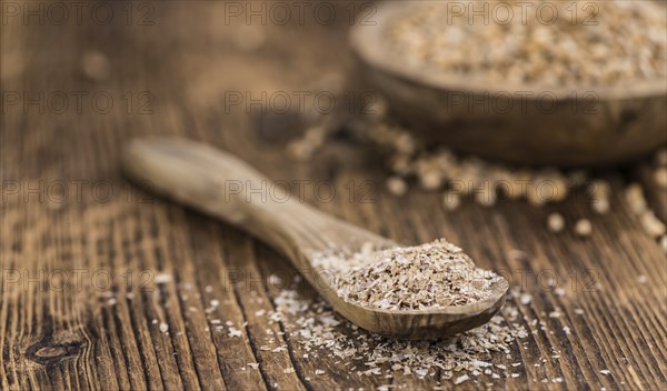 Portion of Wheat Bran as detailed close-up shot, selective focus