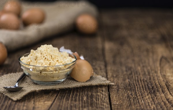 Powdered Eggs (fresh) as detailed close-up shot, selective focus)