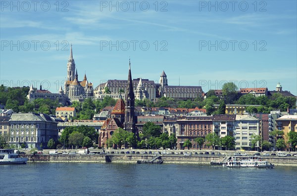 Skyline of budapest with bastei and church in summer
