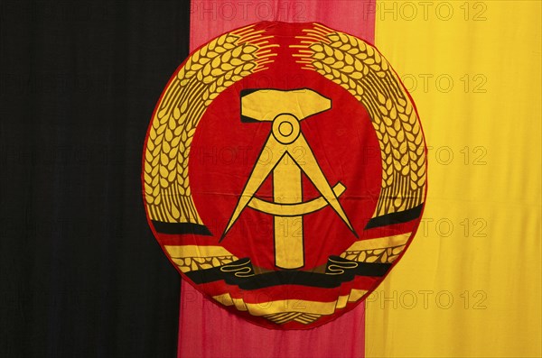 Close-up of the former ddr gdr german flag in black red gold