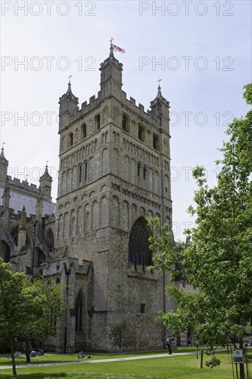 Tower, Exeter Cathedral, Cathedral Green, Exeter, England, Great Britain
