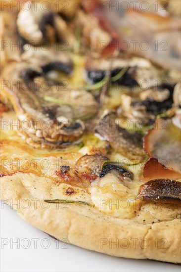 Rustic homemade mushroom pizza