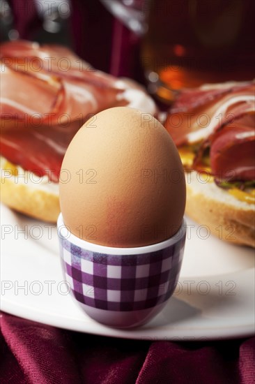 Boiled egg and ham