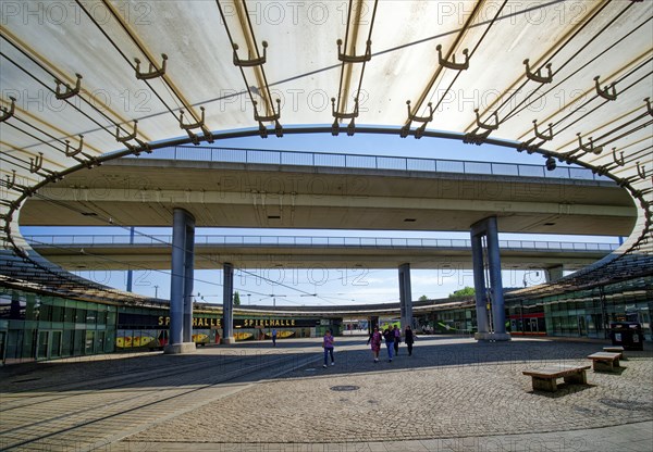 Riebeckplatz with the Hallesche Hochstrasse, Halle an der Saale, Saxony-Anhalt, Germany, Europe