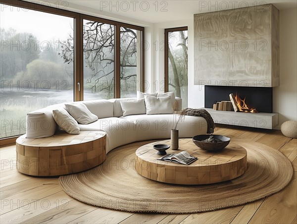 Modern living space in the style of modernism and luxury minimalism in a central European, German environment. AI generated, AI generated