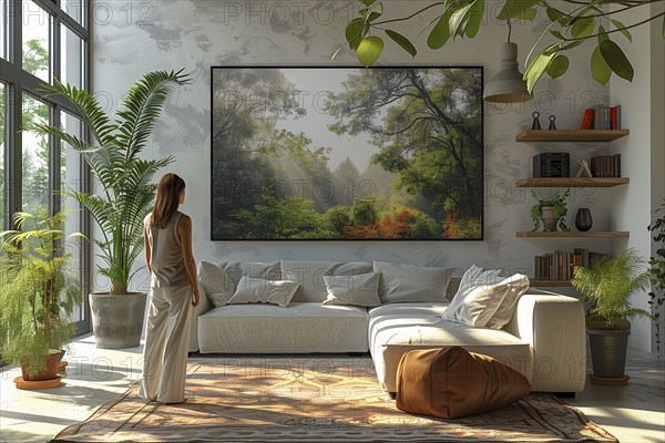 Modern living space in the style of modernism and luxury minimalism in a central European, German environment. AI generated, AI generated