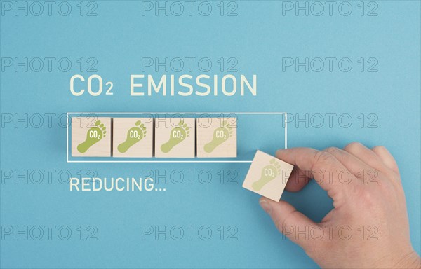 Green co2 footprint progress bar, reduce carbon emission, climate change and global warming concept, eco friendly lifestyle