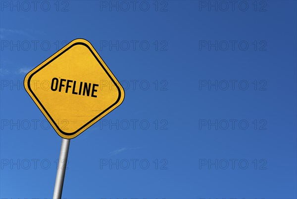 Offline, yellow sign with blue sky