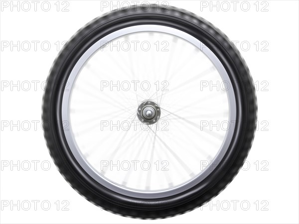 Spinning or rotating sport bicycle wheel isolated