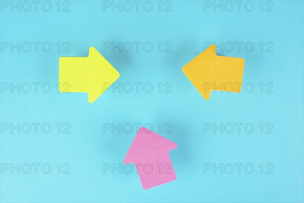 Arrows pointing to the middle with copy space, having a taget, planning a strategy for business