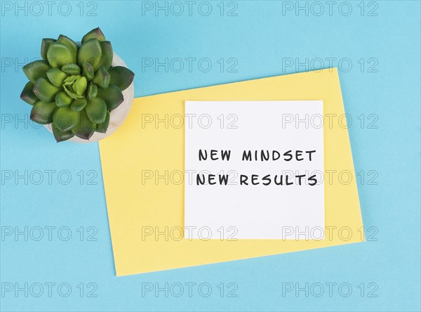New mindset new results is standing on a paper, coaching strategy, optimistic and positive thinking, successful lifestyle