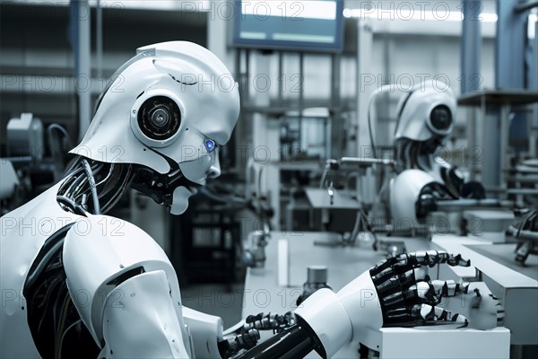 High-tech robots, in a laboratory, AI generated, AI generated