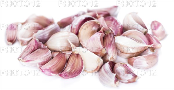 Portion of fresh Garlic isolated on pure white background
