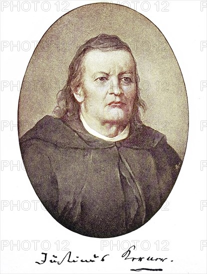 Justinus Andreas Christian Kerner, from 1850 von Kerner, 18 September 1786, 21 February 1862, was a German physician, medical writer and poet, digital reproduction of an original from the 19th century, original date unknown