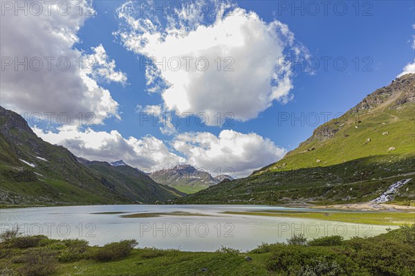 Glacial lake below the Moiry glacier, near Grimentz, Val d'Anniviers, Valais Alps, Canton Valais, Switzerland, Europe
