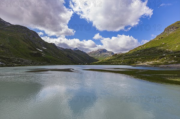Glacial lake below the Moiry glacier, near Grimentz, Val d'Anniviers, Valais Alps, Canton Valais, Switzerland, Europe