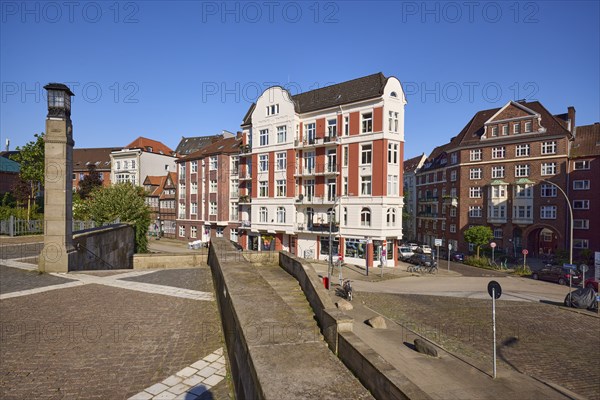 Residential development from the churchyard of the main church of St Michaelis, Michel, Free and Hanseatic City of Hamburg, Hanseatic city, independent city, federal state of Hamburg, Germany, Europe