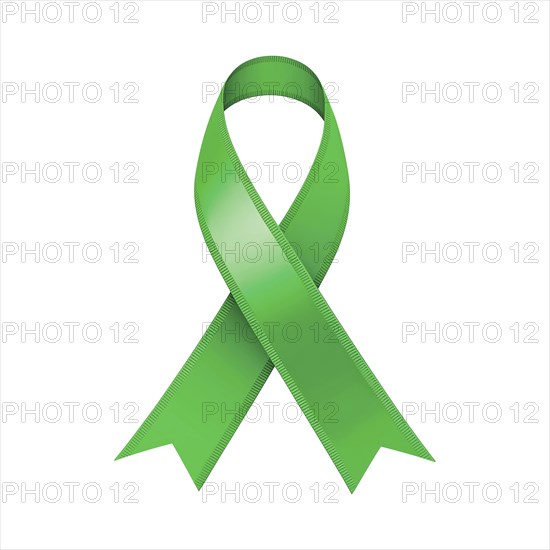 Green ribbon over a transparent background. Symbol of mental health awareness, depression, and organ donation. AI generated