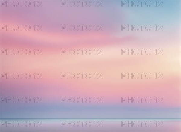 Peaceful pastel sky with a smooth pink and blue gradient, AI generated