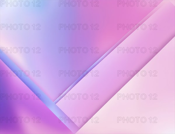 Abstract image with geometric shapes in pink, purple, and blue gradient pastel colors, AI generated