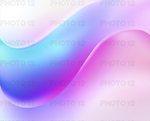 Smooth flowing waves in gradient pink, blue, and purple, creating a soft and pastel abstract image, AI generated