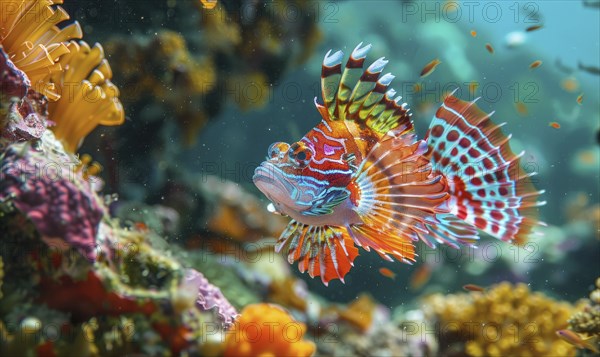 Cockerel fish in habitat, nature background AI generated