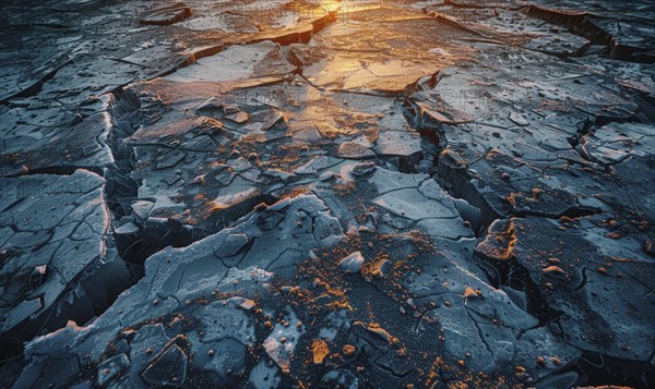 Broken ice floor background, broken ice texture AI generated