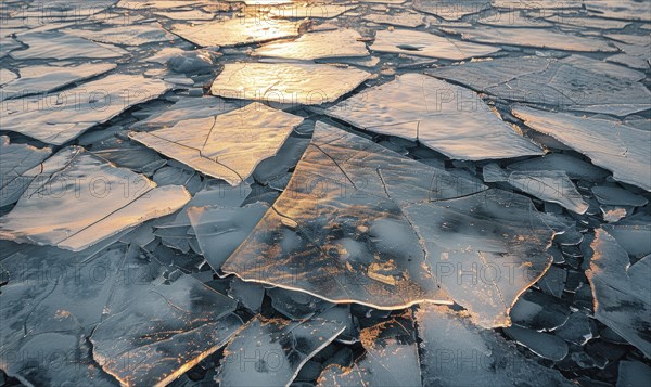 Broken ice floor background, broken ice texture AI generated