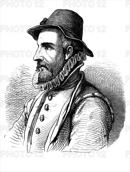 Johann Baptist Friedrich Fischart, called Mentze, 1546 or 1547, 1591, an early New High German writer and poet, Historical, digital reproduction of an original from the 19th century