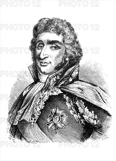 Charles Pierre François Augereau, 21 October 1757, 12 June 1816, Duke of Castiglione, was a revolutionary general and Maréchal d'Empire, Historical, historical, digital reproduction of an original from the 19th century