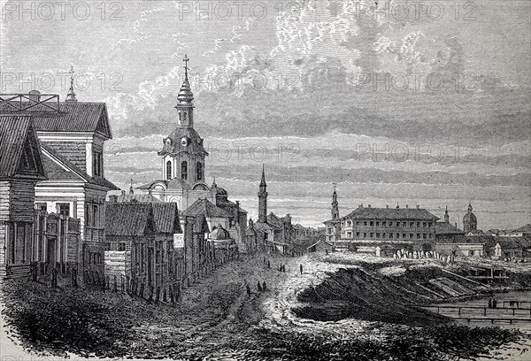View of the city of Kazan, Kazan, today the capital of the Republic of Tatarstan in Russia, View from 1880, Historical, digital reproduction of an original from the 19th century