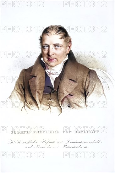 Joseph Peter Ferdinand Alois Freiherr von Doblhoff-Dier (born 3 January 1806 in Venice, died 30 March 1856 in Vienna) was a member of the Frankfurt National Assembly, Historical, digitally restored reproduction from a 19th century original, Record date not stated