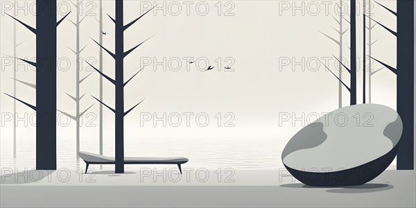 Minimalist illustration depicting visual language for harmony, AI generated
