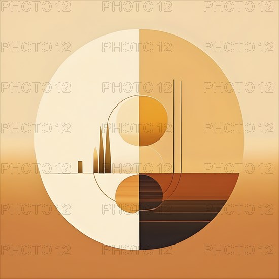 Minimalist illustration depicting visual language for harmony, AI generated