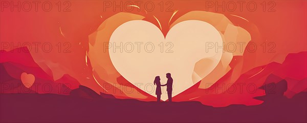 Abstract minimalist love themed wallpaper illustration, AI generated