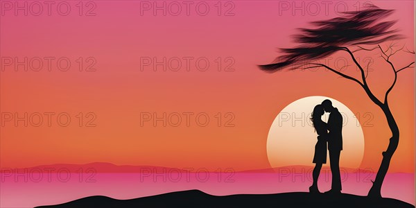 Abstract minimalist love themed wallpaper illustration, AI generated