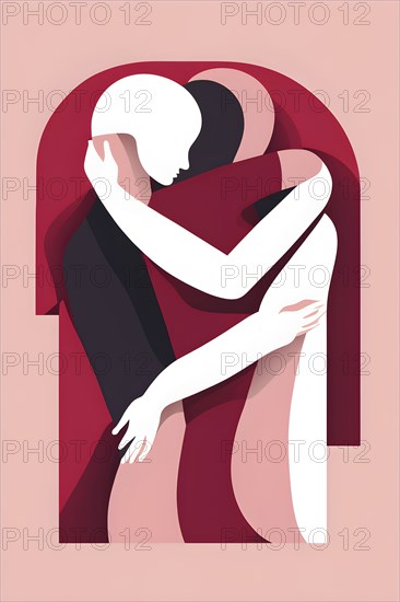 Abstract minimalist love themed wallpaper illustration, AI generated