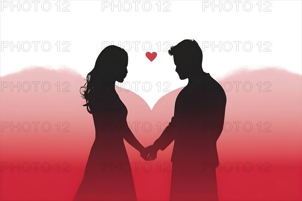 Abstract minimalist love themed wallpaper illustration, AI generated