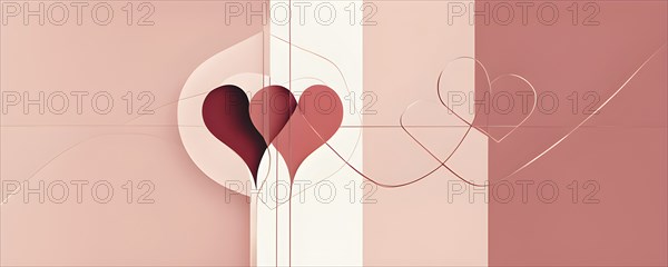 Abstract minimalist love themed wallpaper illustration, AI generated