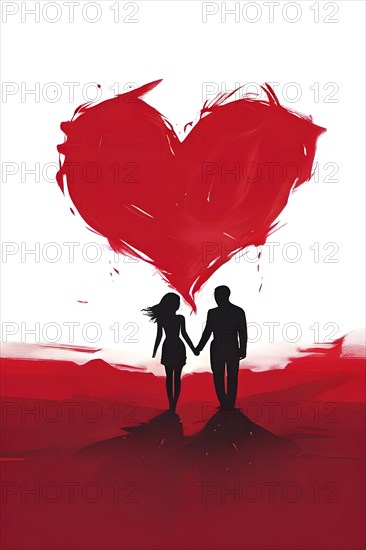 Abstract minimalist love themed wallpaper illustration, AI generated