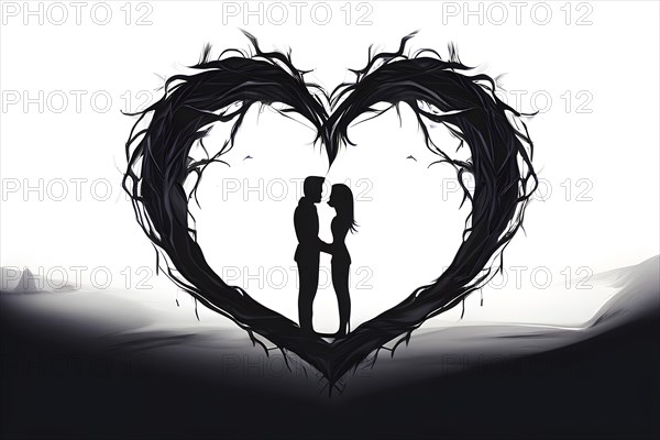 Abstract minimalist love themed wallpaper illustration, AI generated