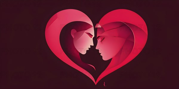 Abstract minimalist love themed wallpaper illustration, AI generated
