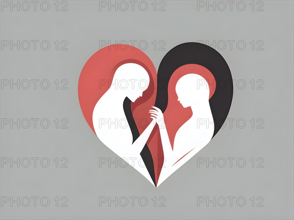Abstract minimalist love themed wallpaper illustration, AI generated