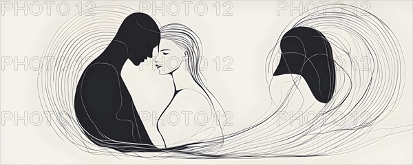 Abstract minimalist love themed wallpaper illustration, AI generated